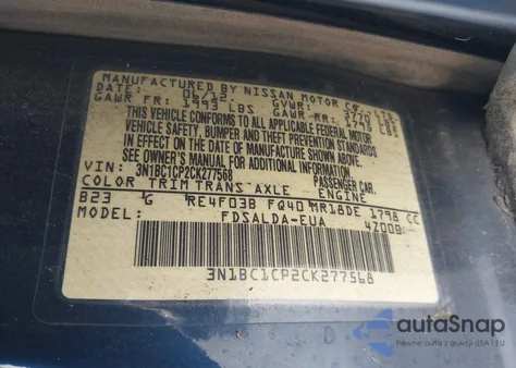 2012 Nissan Versa 1.8 S from USA, damaged, VIN 3N1BC1CP2CK277568